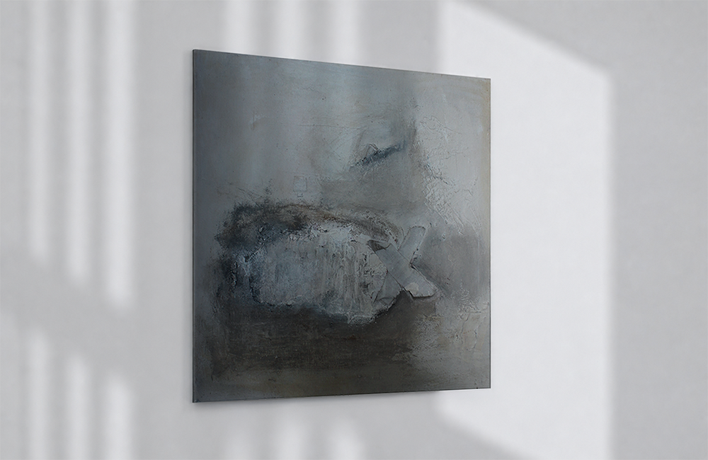 Angled view of mixed media artwork from KADO Series One by KADO.